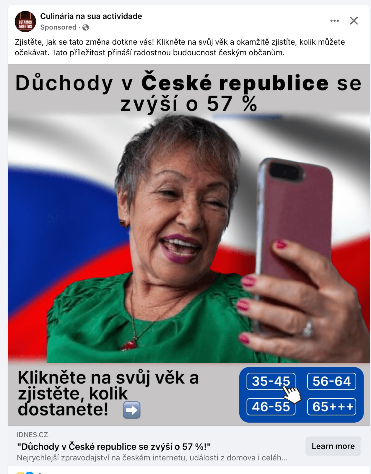 Příklad podvodné reklamy