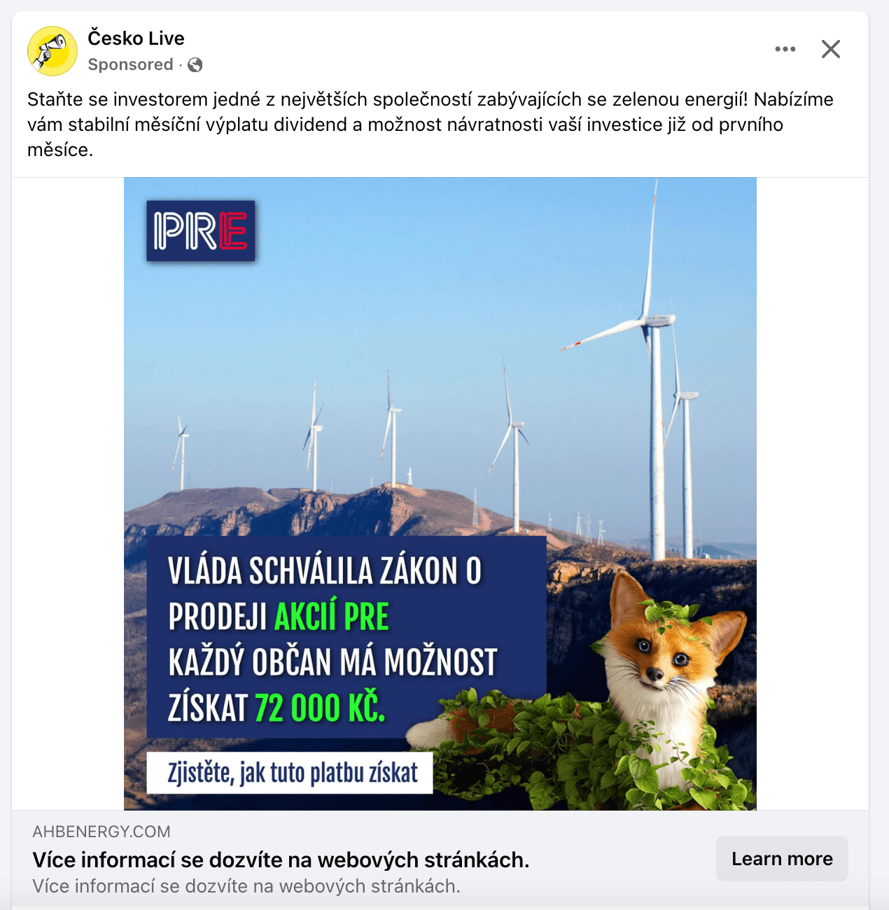 Příklad podvodné reklamy