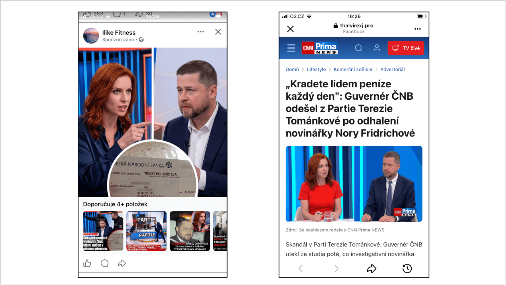 Příklad podvodné reklamy